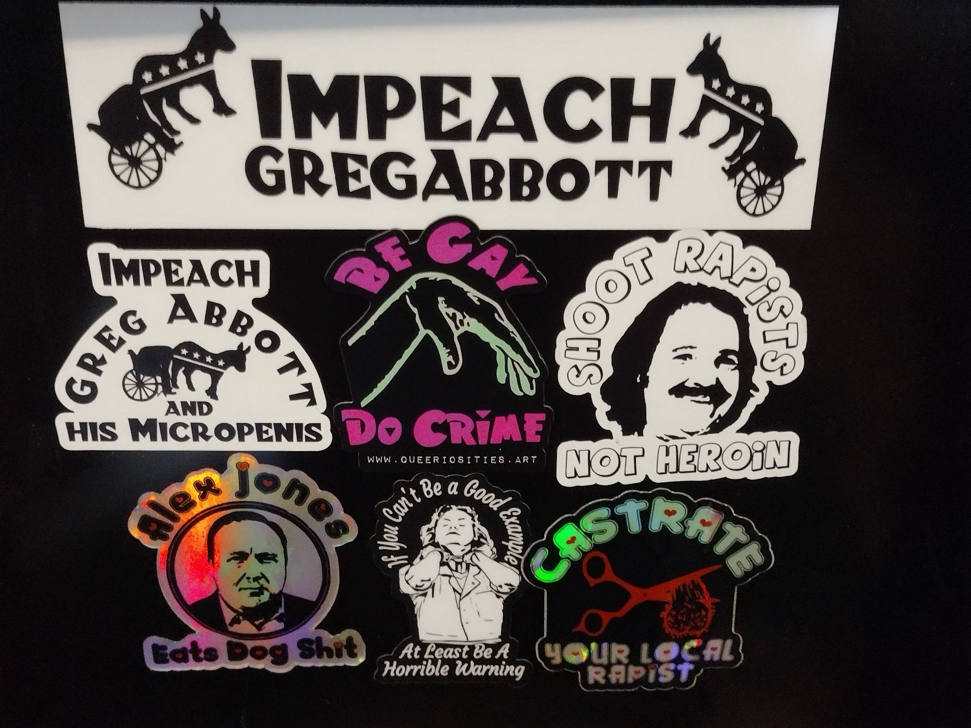 ALEX JONES EATS DOG SHIT HOLOGRAPHIC STICKER