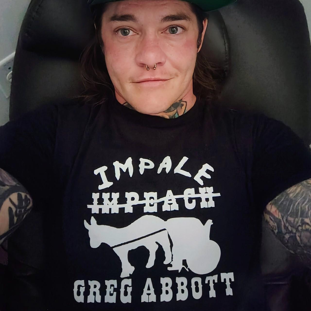 Impeach (Impale) Greg Abbott T-Shirt Black T White Print